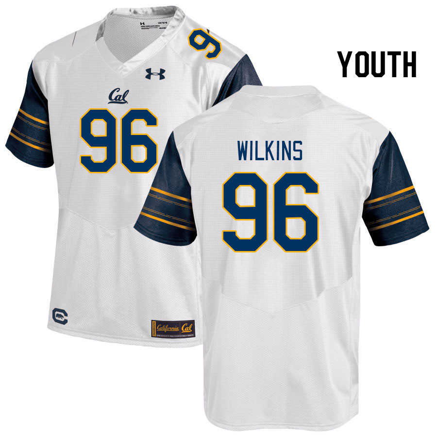 Youth #96 Derek Wilkins California Golden Bears College Football Jerseys Stitched Sale-White - Click Image to Close
